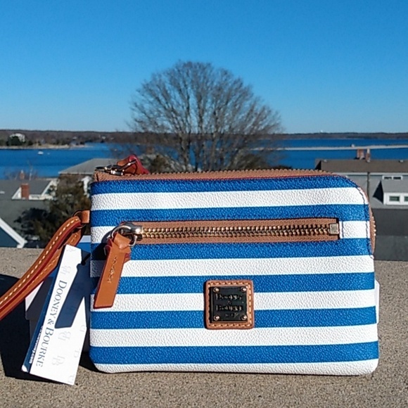 NEW, D&B Mariner Stripe Coated Cotton Wristlet Clutch Bag - Picture 1 of 16